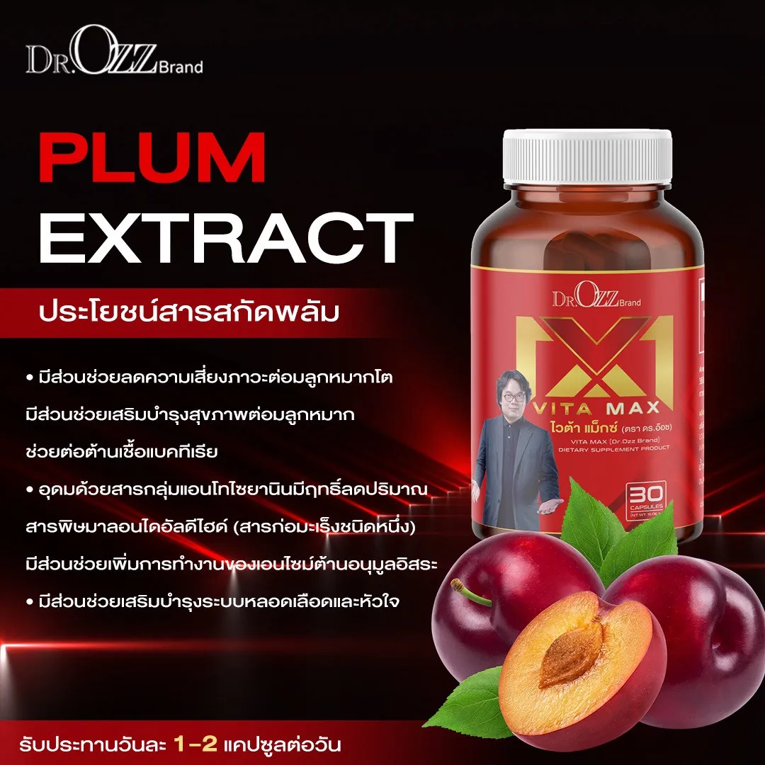 สารสกัดจากพลัมใน Vita Max ช่วยลดความเสี่ยงต่อมลูกหมากโตและต้านอนุมูลอิสระ